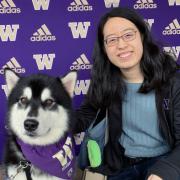 Angie Peng with Husky dog